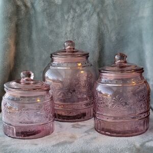 The Pioneer Woman Pink Glass Canister Set with Lids